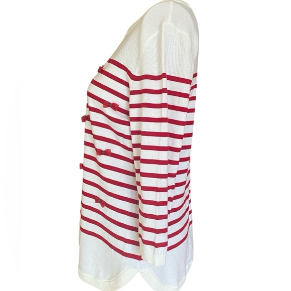 Talbots Red and Cream Striped Crew Neck Sweater - Picture 4 of 12